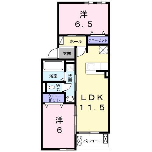 サニービューラ(2LDK/2階)の間取り写真