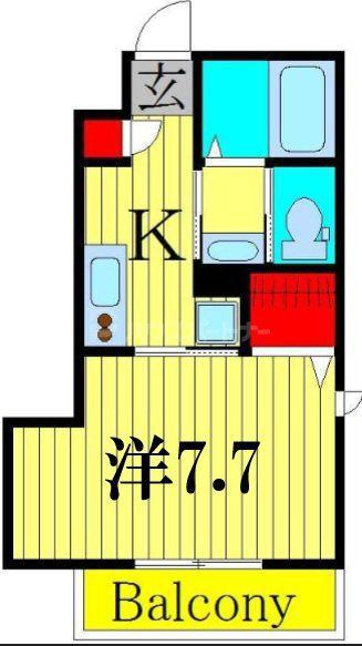 クワトロ フィオーレ(1K/1階)の間取り写真