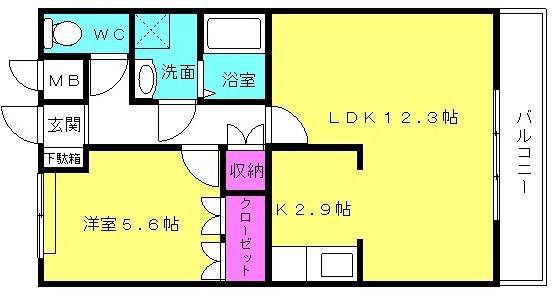 エルシオンI(1LDK/1階)の間取り写真