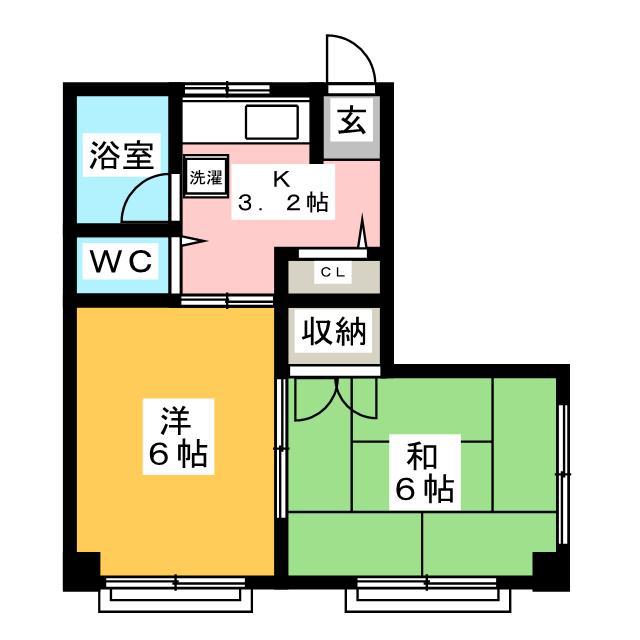 東雲コーポ(2K/3階)の間取り写真