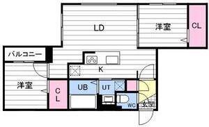 CARRERA平岸2ND(2LDK/2階)の間取り写真
