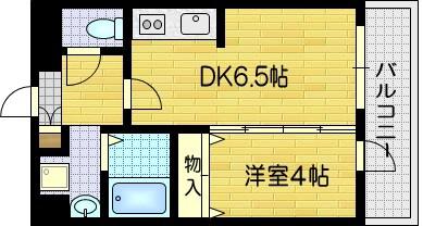 ベルエトフYII(1DK/2階)の間取り写真