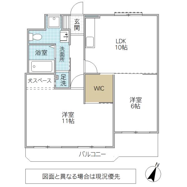ケイセイグランドハイツそとの(2LDK/3階)の間取り写真