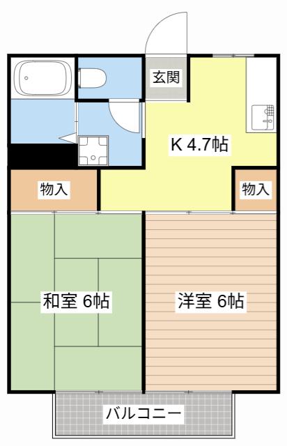 ハイツ青松(2K/2階)の間取り写真