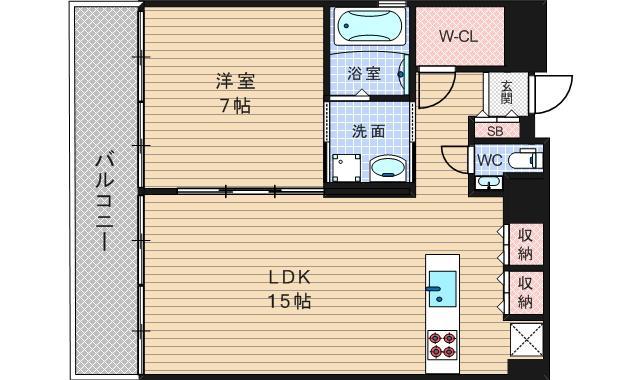 GLASHAUS(1LDK/4階)の間取り写真
