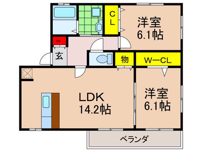ESPOIR(2LDK/2階)の間取り写真