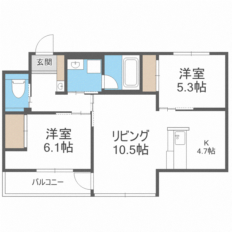 パレスニーノ西岡(2LDK/2階)の間取り写真