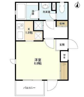 ツアーステージ北千束(1K/1階)の間取り写真