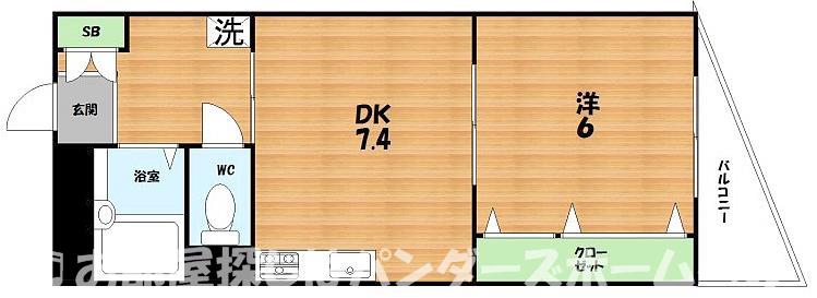 有馬パレス招提(1DK/3階)の間取り写真