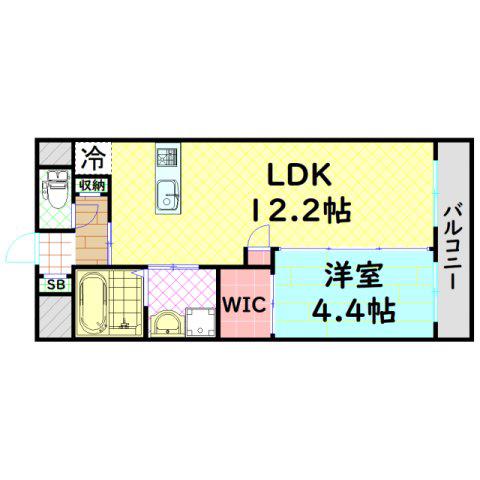 レヴォントゥレットII(1LDK/1階)の間取り写真