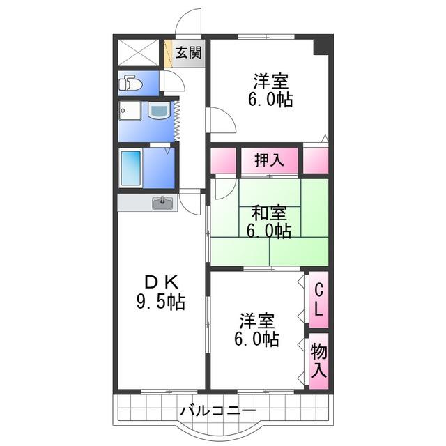 セピアコートII(3DK/1階)の間取り写真