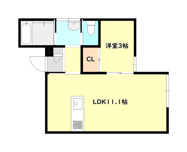 シャビーロック(1LDK/3階)の間取り写真