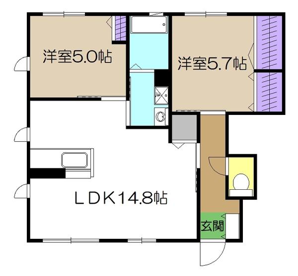 シャーメゾンアゼリアA棟(2LDK/1階)の間取り写真