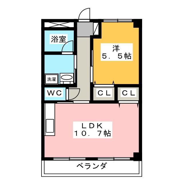サンハイムアサヒ(1LDK/2階)の間取り写真