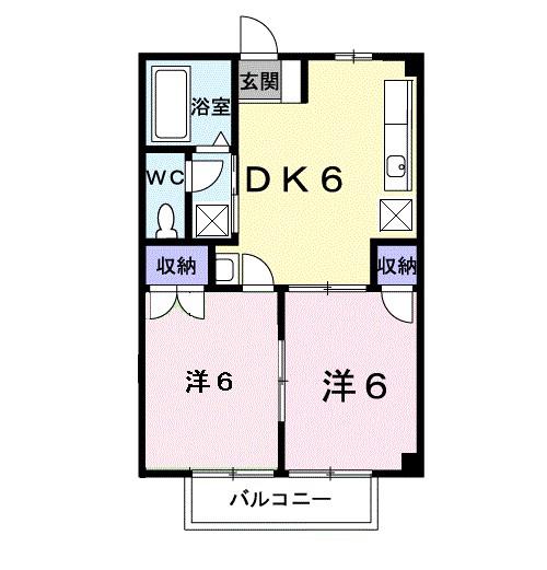 ルミエール萩の台(2DK/2階)の間取り写真