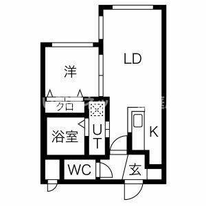アマン恵庭(1LDK/4階)の間取り写真