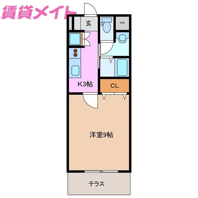 マンション芸濃(1K/1階)の間取り写真