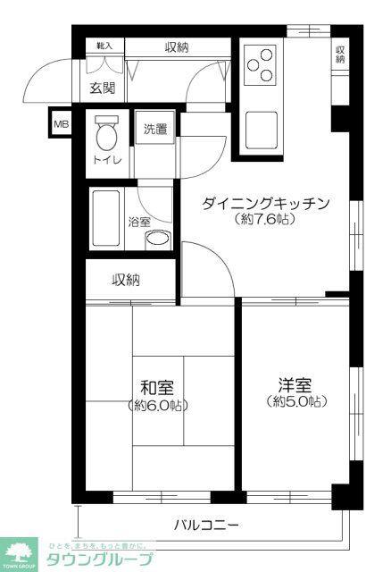 ジュエリー世田谷(2DK/6階)の間取り写真