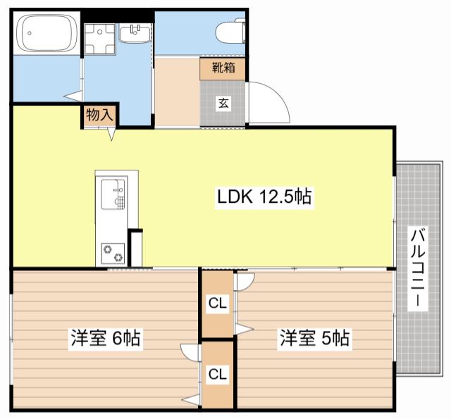 QUARTETT(2LDK/2階)の間取り写真