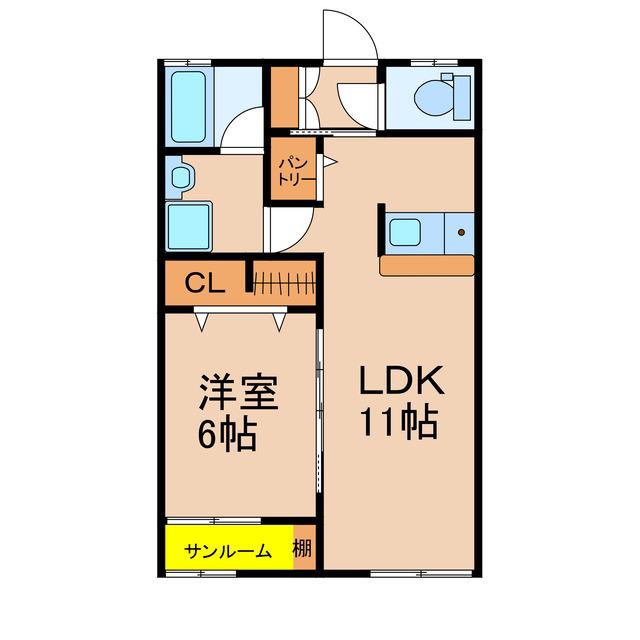 メイツ笠之原 B棟(1LDK/1階)の間取り写真