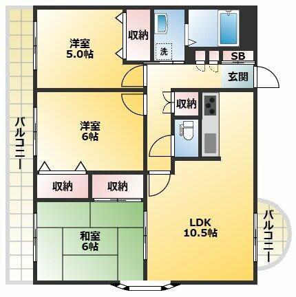 パークヒルズ西台(3LDK/2階)の間取り写真