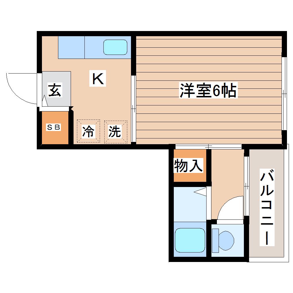 第二大澤コーポ(1K/2階)の間取り写真