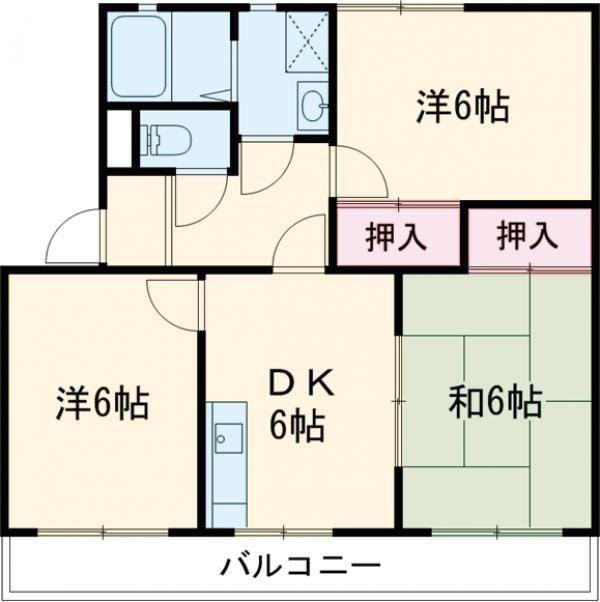 シティ・ナカヤマ A(3DK/2階)の間取り写真