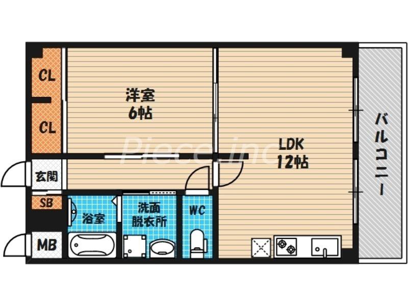 扇町亀甲マンション(1LDK/8階)の間取り写真