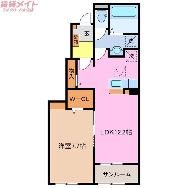 ラ・プルミエール和貴 B(1LDK/1階)の間取り写真