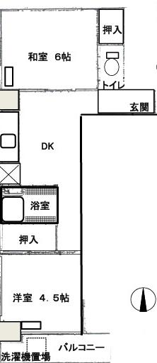 パビヨン平岡(2DK/4階)の間取り写真