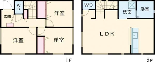 四郷町東阿保戸建(3LDK/1階)の間取り写真