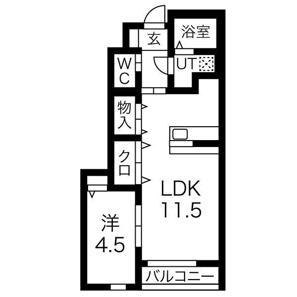 FELICE A棟(1LDK/1階)の間取り写真
