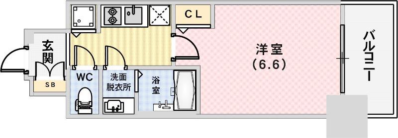 プレサンス三宮ディライト(1K/11階)の間取り写真