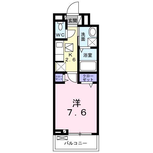 シャルモン 深野イースト(1K/1階)の間取り写真