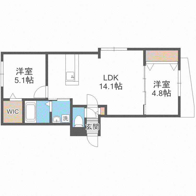 ブランシャール西11丁目(2LDK/3階)の間取り写真