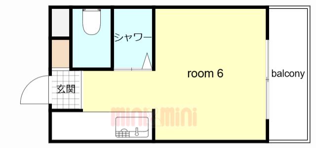 ネオダイキョー芦屋(ワンルーム/1階)の間取り写真