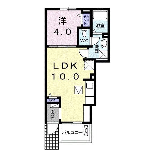 メゾン城見B(1LDK/1階)の間取り写真