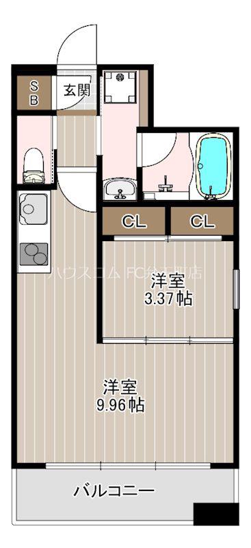 プレジオ弁天町EURO(1LDK/8階)の間取り写真