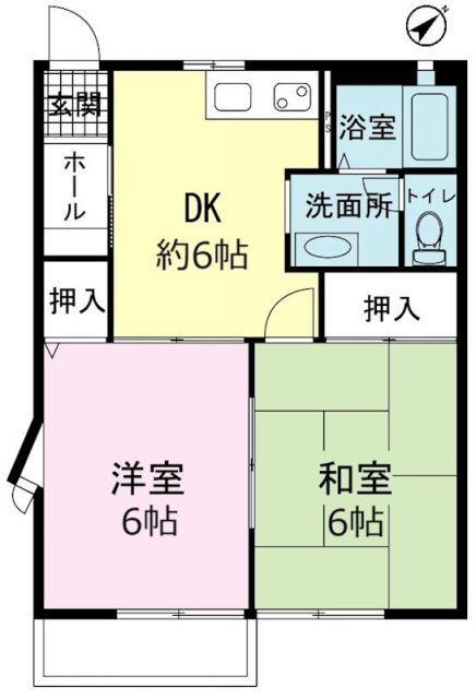 カサベルデB(2DK/2階)の間取り写真