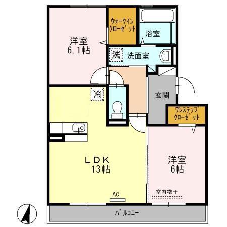 セゾンランタナIIB棟(2LDK/2階)の間取り写真