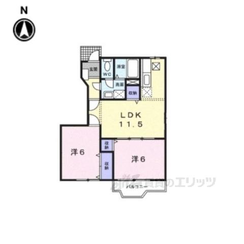 ピュールA(2LDK/1階)の間取り写真
