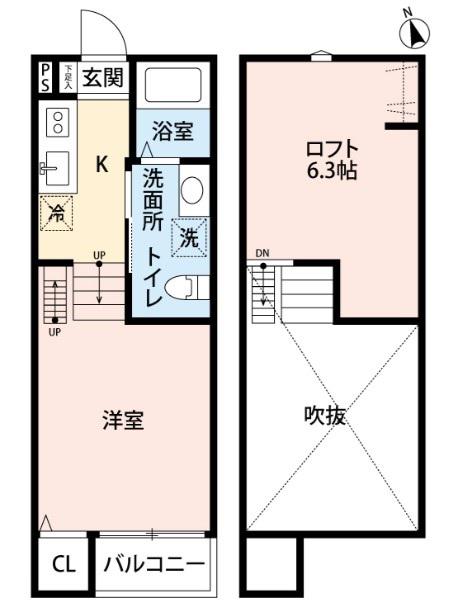 VILLAGE響一号館(ワンルーム/1階)の間取り写真
