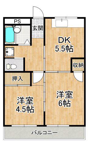 初芝マンション(2DK/3階)の間取り写真