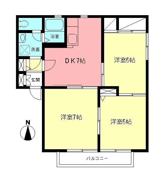 エクシード湘南C(3DK/2階)の間取り写真