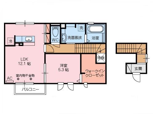 ジャルダン ヴェール(1LDK/2階)の間取り写真