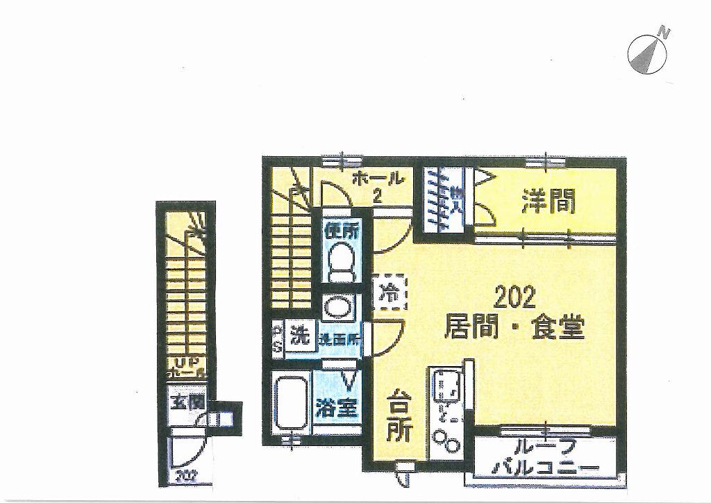 ベルリード幸ヶ谷(1SK/2階)の間取り写真