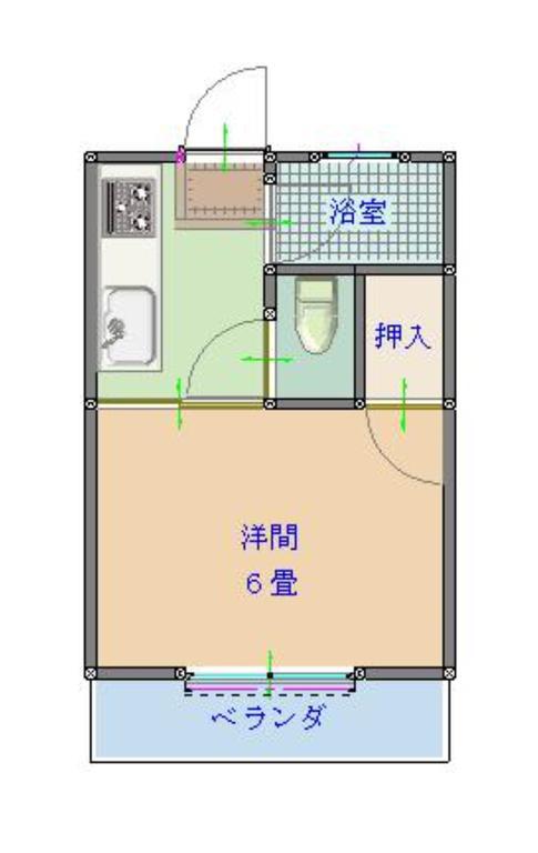 エクシード長嶺(1K/2階)の間取り写真