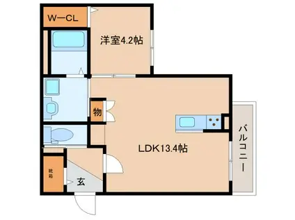ル・ココン2番館(1LDK/2階)の間取り写真