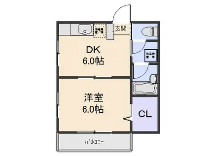 クローバー(1DK/2階)の間取り写真