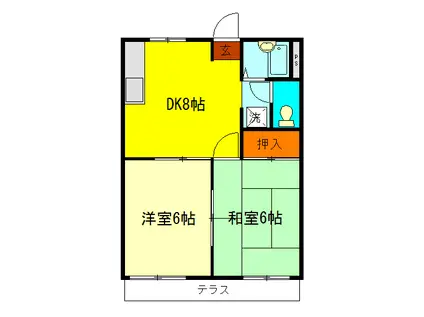 ファミール藤(2DK/1階)の間取り写真